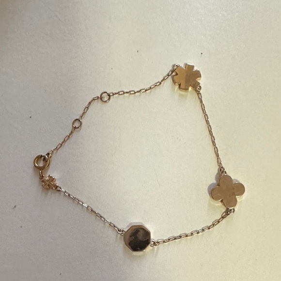 Tory Burch Gold Bracelet with Green and Pink Charms - Picture 2 of 2